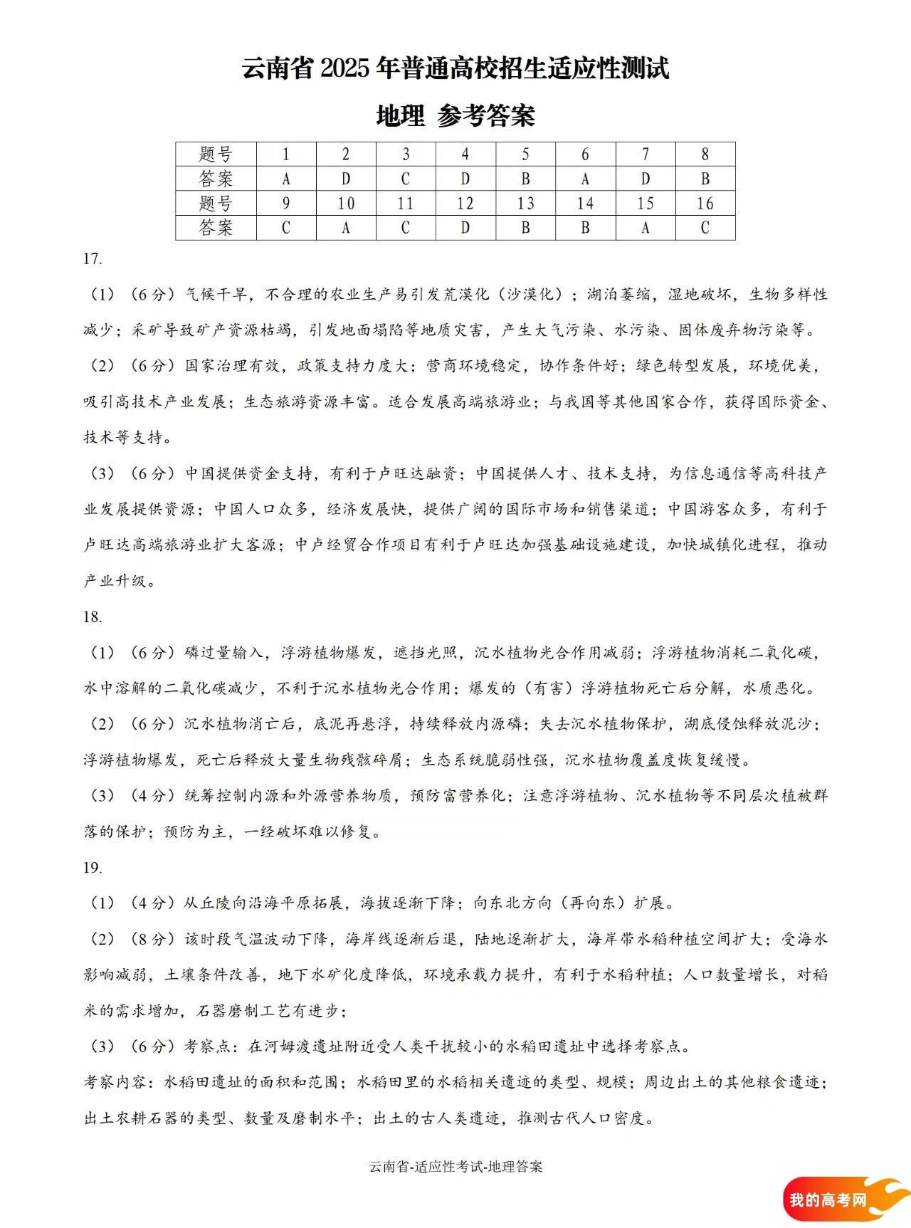 八省联考2025届高三新高考适应性考试各科答案及试卷汇总(图122)