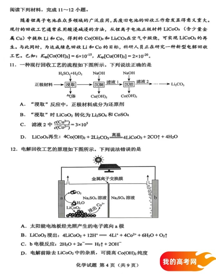 八省联考2025届高三新高考适应性考试各科答案及试卷汇总(图296)